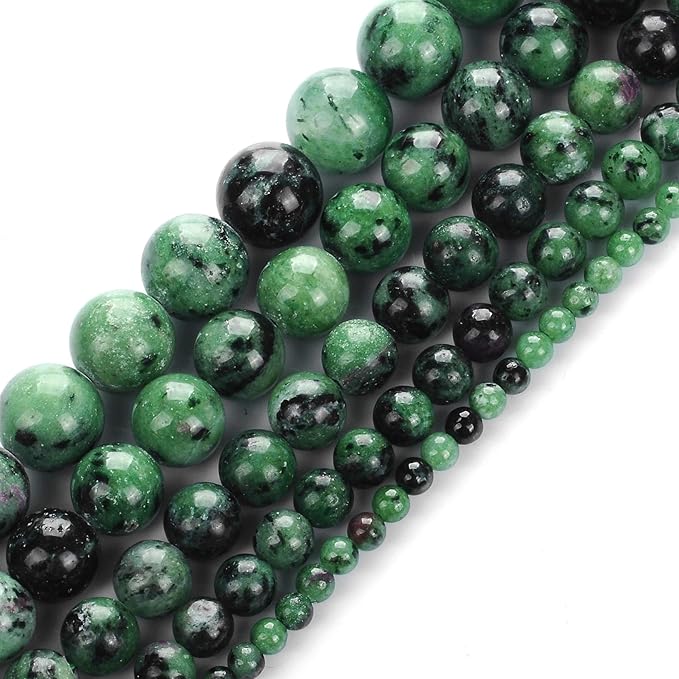 6mm Natural Ruby Emerald Gemstone Round Loose Beads Crystal Stone Bracelet Necklace Accessories Crafts for Jewelry Making DIY,1 Strand 15"