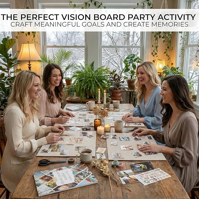 Inspirational Vision Board Kit – Complete Set with Vision Board Book & Felt Board, Motivational Pictures & Quotes to Map Your Goals & Dreams - The Perfect Supplies to Visualize Goal Setting & Success