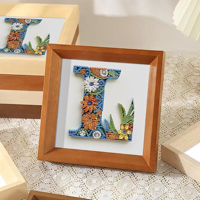 MVVMTOP Diamond Painting Kit, 5D DIY Letter L, Special Shape Crystal Artificial Diamond Art Partial Mosaic Handicraft for Beginners, Wall Decor Gift for Bedroom, Office, Living Room 6.7x6.7in