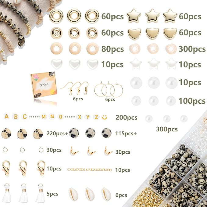 xylise jewelry making supplies kit natural stone beads for irregular natural stone with for diy craft bracelet necklace earrings for adults (variegated)