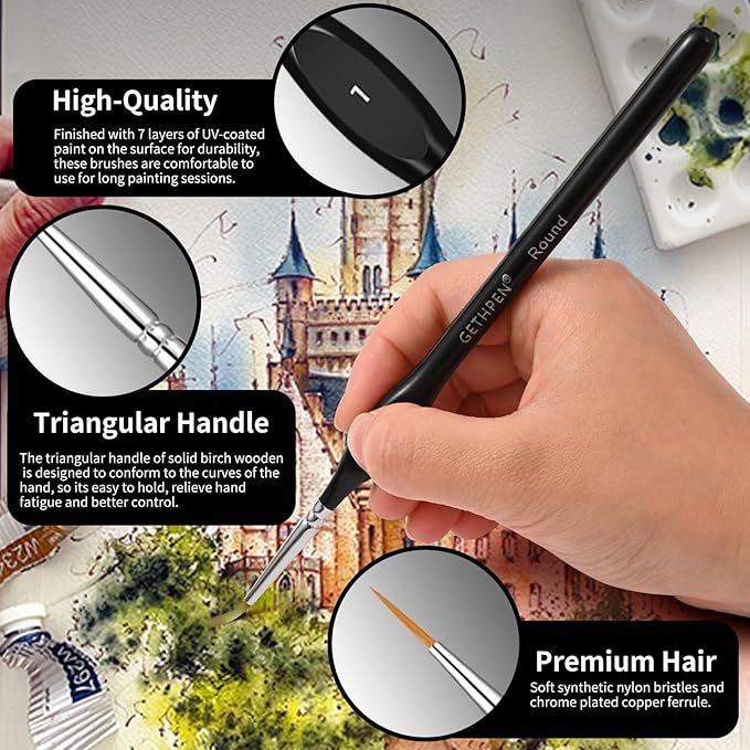 Extreme Detail Paint Brushes Set, 15pcs Miniature Paint Brushes for Fine Detailing, Art Painting, Micro Detail Paint Brush for Acrylics, Oils, Watercolors, Paint by Number,Rock Painting