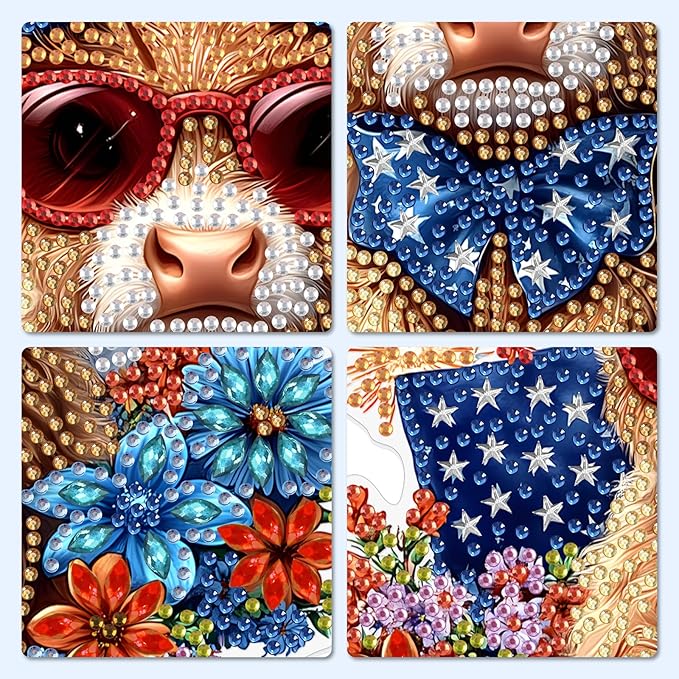 MXJSUA Highland Cow Special Shaped Hanging Diamond Painting Art Kits for Adults, Crystal Rhinestone Acrylic Gem Art Pendant Ornaments Kit for Home Decoration and Gift