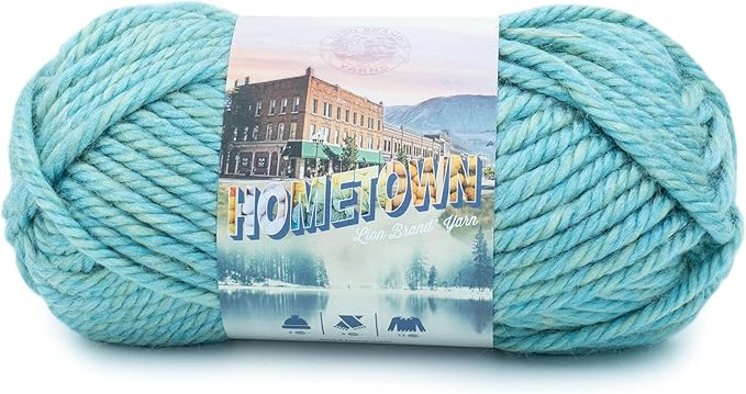 Lion Brand Yarn Hometown Yarn, Super-Bulky Yarn for Knitting, Crocheting, and Crafting, 1 Pack, Reseda Dojo