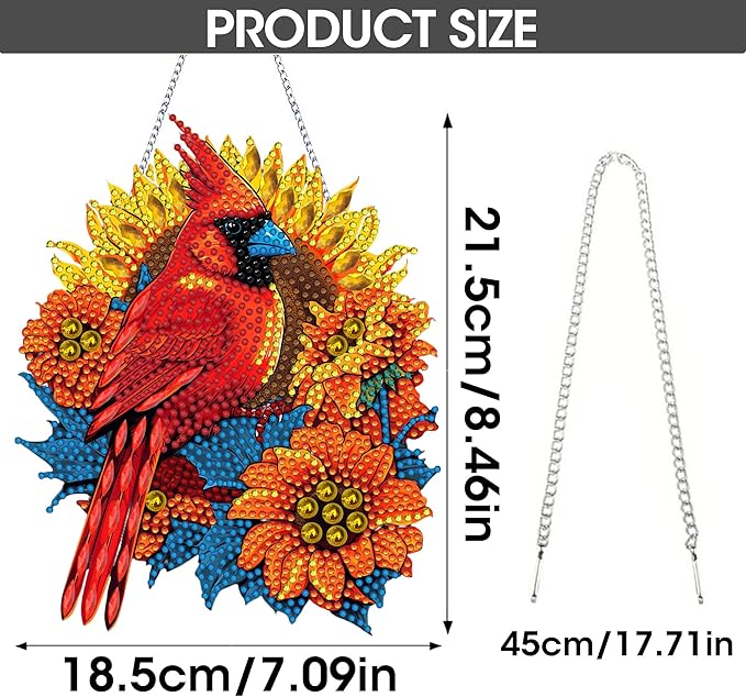 SKRYUIE Bird Hanging Diamond Art Kits for Adults Pendant Suncatcher, Special Shaped Crystal DIY Pearl Diamond Painting Kit, Gift for Mother Spring Summer Window Wreath Decor 7.48 x 7.32 Inch A1
