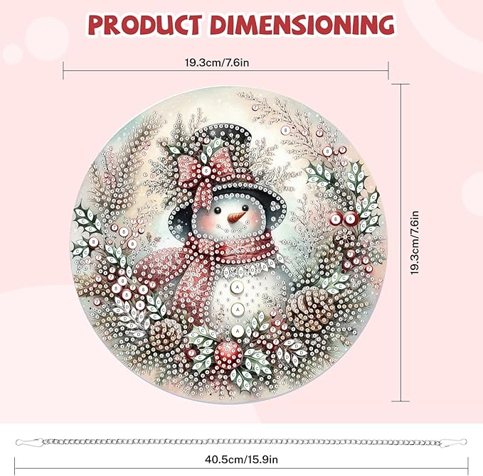 Bowetile Christmas Diamond Art Hanging Kits for Adults, Diamond Art Suncatchers Snowman, 5D Special Shape Diamond Painting Pendant Window Ornament Christmas Gifts for Home Door Wall Decor