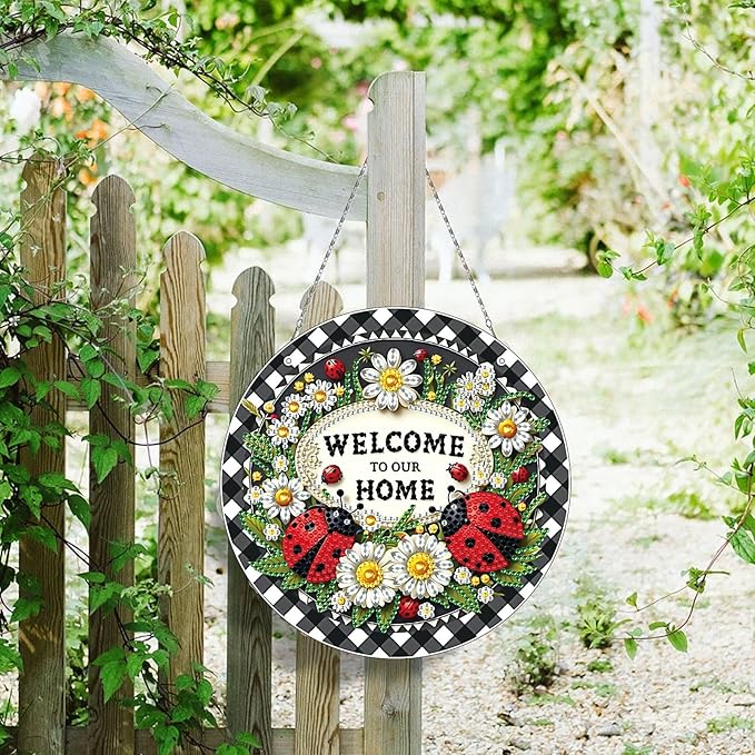 Generic DIY Hanging Diamond Pendant Special Shaped Crystal Diamond Art Painting Ornament Single Sided for Window Home Garden Wall Door Decor-Ladybird