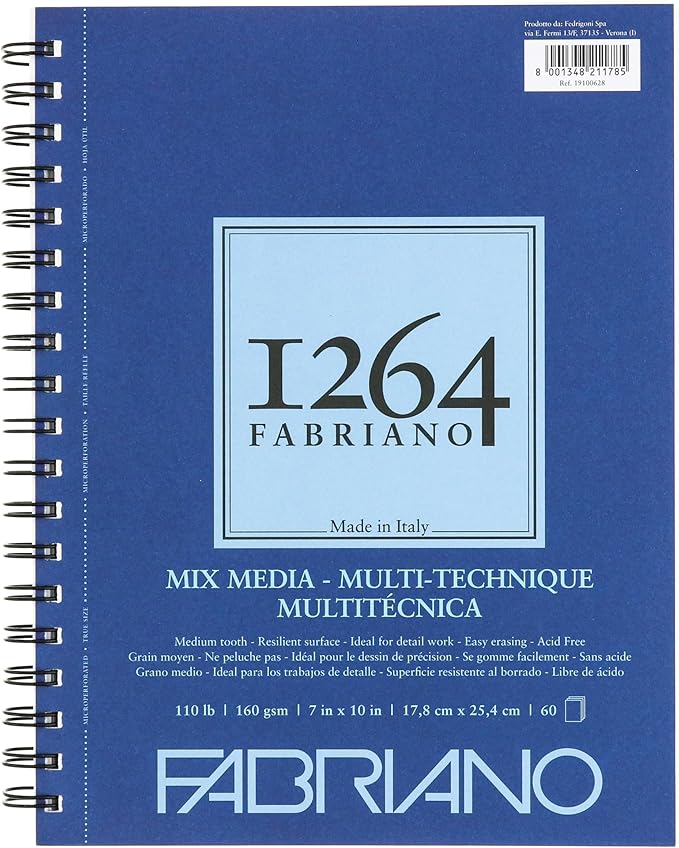 Fabriano 1264 Mixed Media Pad, 7" x 10", 110 lb.