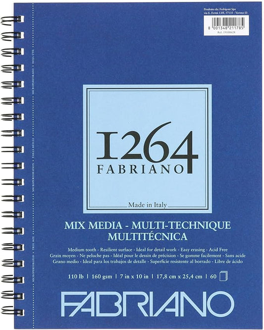 Fabriano 1264 Mixed Media Pad, 7" x 10", 110 lb.