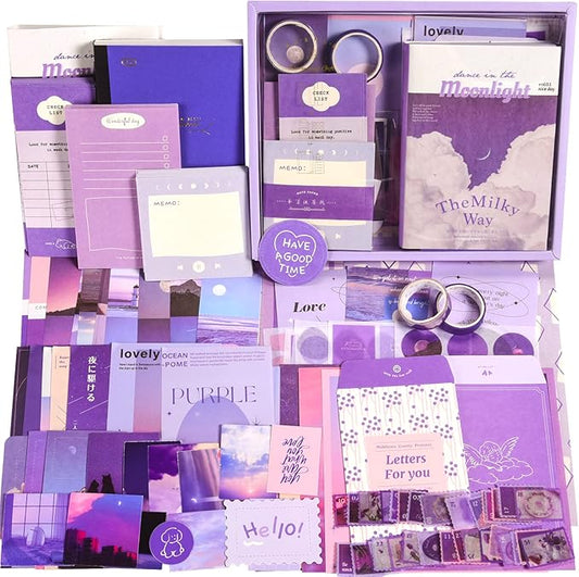 scrapbook supplies kit, vintage junk journaling supplies, scrapbooking kit with aesthetic stuff, stationary set, diy journal accessories, ephemera collage craft supplies gift for adults women beginner