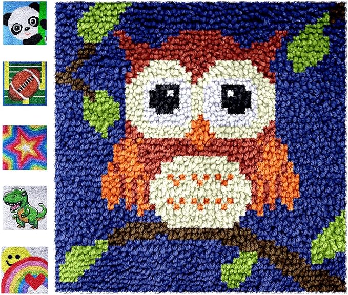 Puzamen Latch Hook Rugs Kits for Adults Beginners, 13inch Small Latch Hook Rug Making Kit with Precut Yarns Coded Canvas