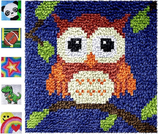 Puzamen Latch Hook Rugs Kits for Adults Beginners, 13inch Small Latch Hook Rug Making Kit with Precut Yarns Coded Canvas