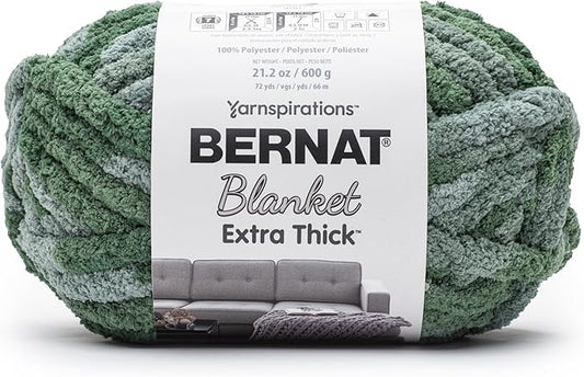 Bernat Blanket Extra Thick Underbrush Yarn - 1 Pack of 21.12oz/598.74g - 100% Polyester - #7 Jumbo - 72 Yards - Chunky Yarn for Hand Knitting, Crocheting, Crafts & Amigurumi