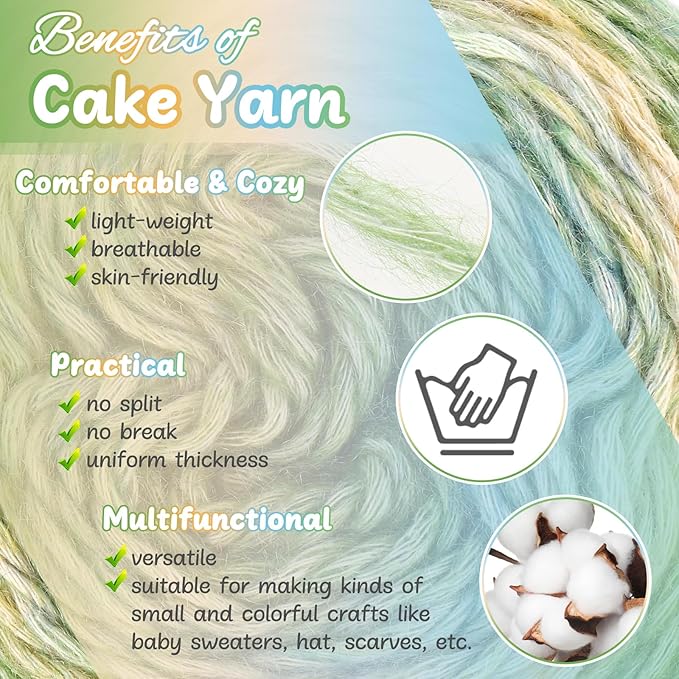Aeelike Gradient Yarn for Crocheting, Soft Ombré Fairyland Yarn # 3 Light Weight with Vibrant Colors 6 x 100g (3.52 oz) 245m (267 Yards) for DIY Making Colorful Blanket Scarves Hat, Green Gradient