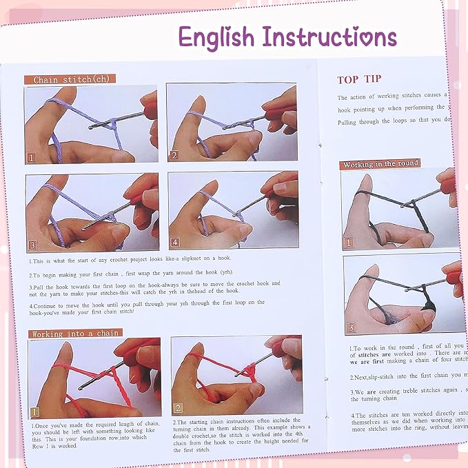 WSICSE 8 Pcs Crochet Flower Bookmarks, Handmade Floral Bookmark Knitting Kit with English Instructions Hook Yarn for Easter Decorations Gifts Book Lovers