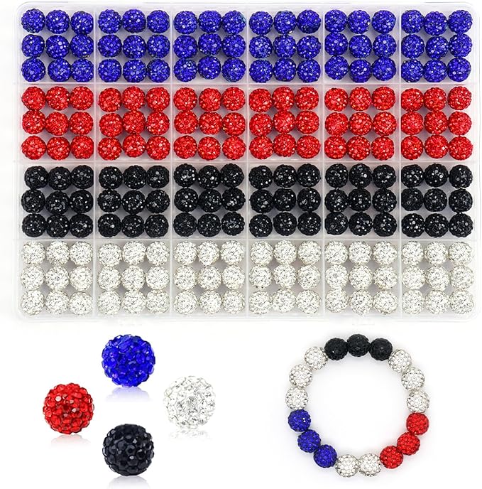 216 Pcs 10mm Clay Rhinestone Beads, Glitter Sparkle Baseball Beads, Shiny Disco Ball Design Beads for Jewelry Making, Craft Supplies for Adult Bracelets Necklaces Earrings Decoration (Kit 3)
