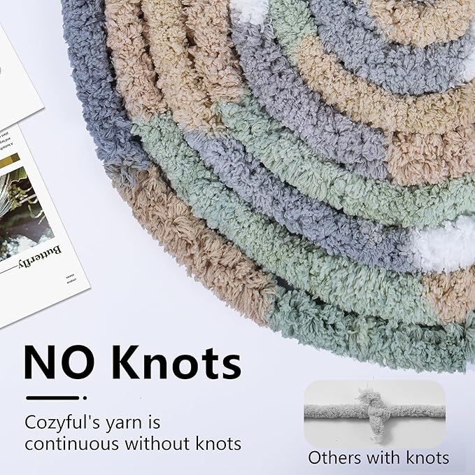 Chunky Yarn for Hand Knitting - #10 Chunky Chenille Blanket Yarn, Jumbo Big Thick Chunky Yarns for Crocheting, Tie Dye Bulky Knit Yarns, 8 Skein (25 yds 8 oz Each Skein), Cream&Sage&Grey&Khaki
