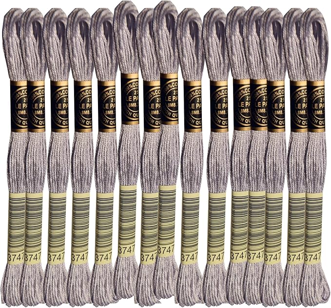 LE PAON Embroidery Floss, 14-Pack Six Strands 100% Long Staple Cotton Embroidery Thread, 8.7-Yard，Color Number：3747, Very Light Blue Violet