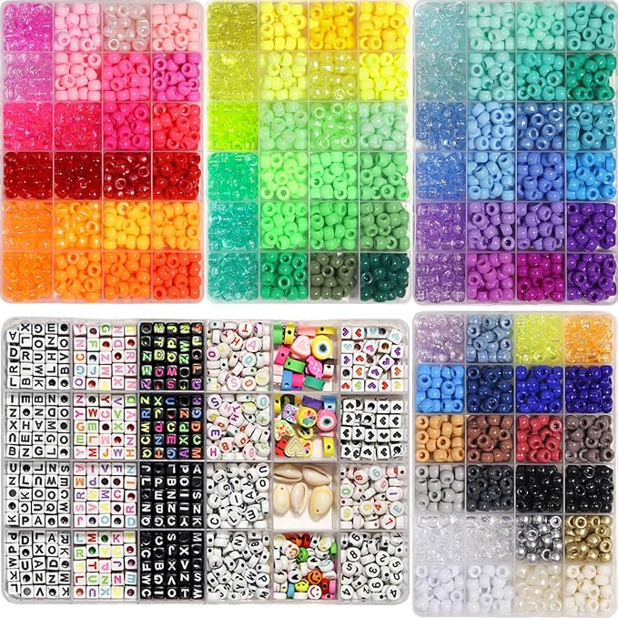 JULIMAIDONG 11500Pcs Pony Beads, Beads for Bracelets Making, Multi-Colored Hair Bead for Hair Braids, 144 Colors Kandi Friendship Bracelet Bead Jewelry Making Kits for Craft (144Color)