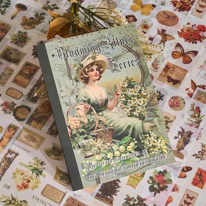 550+ Aesthetic Scrapbook Stickers, Vintage Stickers for journaling Butterfly Plant Flower Nature Washi Sticker Book for Adults, Junk Journal Supplies for DIY Art Collage Album Scrapbooking Planner