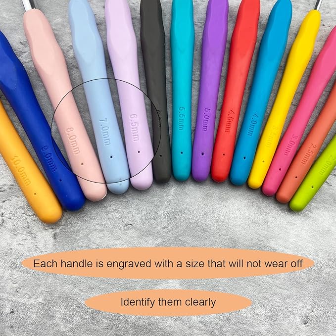 Mdoker Size F/(3.5mm) Crochet Hook,Extra Long Crochet Hooks for Arthritic Hands,Ergonomic Grip Soft Handles for Beginners and Experiecced Crochet Lover,Comfortable/Easy to Use