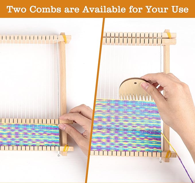 lemonfilter weaving loom, wooden multi-craft frame weaving loom kit for adults, 9" x 11" diy hand-knitting arts looms for beginners, perfect crafts gift for birthday new year