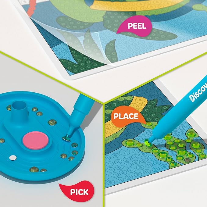 Discovery™ Dazzle Art Light-Up Diamond Painting Kit – DIY Sea Turtle Craft Set| 800+ Gems & LED Display Frame|Craft Supplies Accessories|Girls Boys Arts & Crafts Gift| Diamond Art Kit for Kids Ages 8+