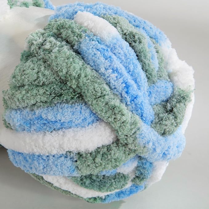 MABOZOO Tie Dye Chunky Yarn for Crocheting 8 Pack,Blue Fluffy Jumbo Chenille Yarn,Soft Plush Yarn Bulky,Giant Thick Fuzzy Yarn for Hand Knitting or Arm Knitting (31.7 yds,8 oz Each Skein)