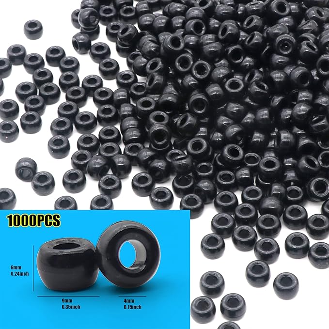 gmma black pony beads for friendship bracelets holiday party plastic 1000 pcs halloween beads for jewelry making diy bracelet necklace party decoration supplies