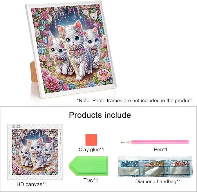 AiYuanzsh DIY Diamond Art Painting Kits for Adults, 5D Special Shape Crystal Rhinestone Diamond Art Kits for Beginners, for Home Wall Decoration Gift 12x12 inch, Cute Cats