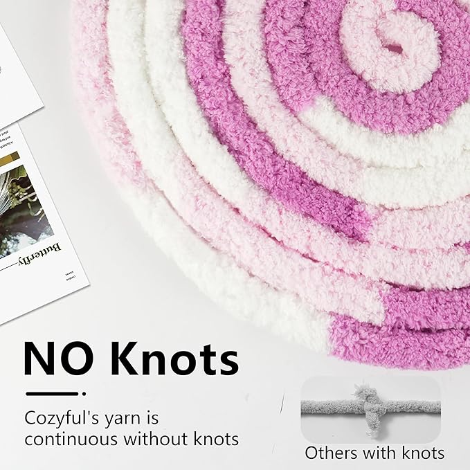 Chunky Yarn for Hand Knitting - #10 Chunky Chenille Blanket Yarn, Jumbo Big Thick Chunky Yarns for Crocheting, Tie Dye Bulky Knit Yarns, 8 Skein (25 yds 8 oz Each Skein), White & Pink & Rose