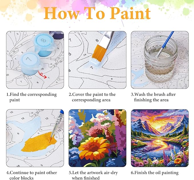 Paint by Numbers Kit for Adults Beginner Snow Mountain, Adult Paint by Number Kits on Canvas, Natural Landscapes DIY Acrylic Oil Painting by Numbers for Adults, Perfect for Home Wall Decor 16X16 Inch