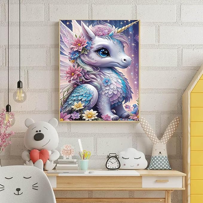igoodom Diamond Art Kits for Adults, Unicorn Diamond Art Kits, Full Drill Round Unicorn Diamond Painting Kits, DIY Gem Art and Crafts for Home Wall Decor Gift 12x16inch
