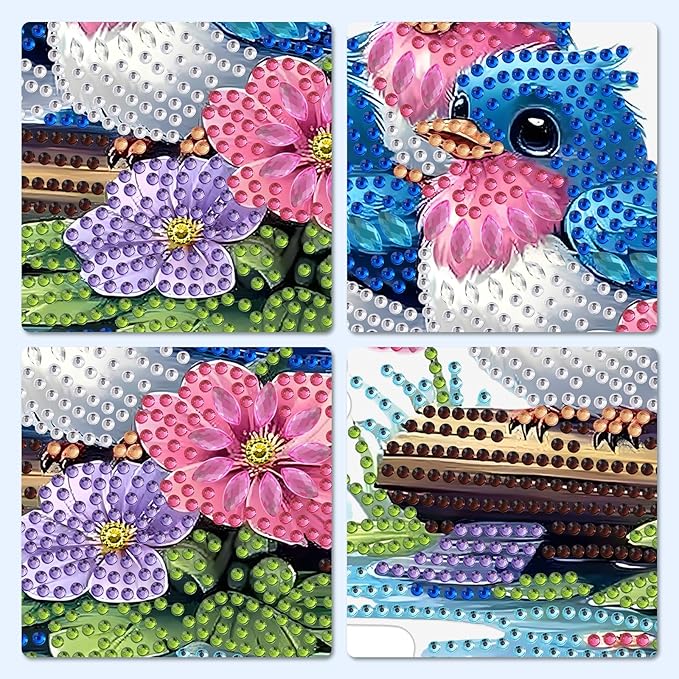 MXJSUA Blue Birds Diamond Art Hanging Kits for Adults Beginners, DIY Acrylic Special Shaped Crystal Animals Diamond Gem Art Pendant Drills Painting Ornament for Home Wall Decor and Gift