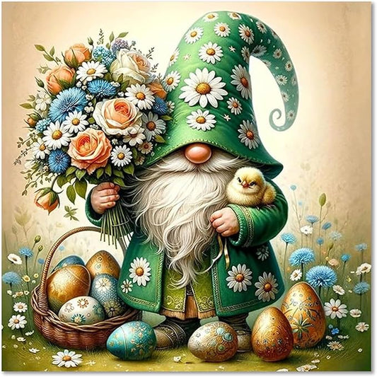 HMZephitiquc Easter Paint by Numbers Kit for Adults, Gnome Paint by Number for Adults, Painting by Numbers, Easy Acrylic Oil DIY Crafts for Gift Home Decor 16x16 in
