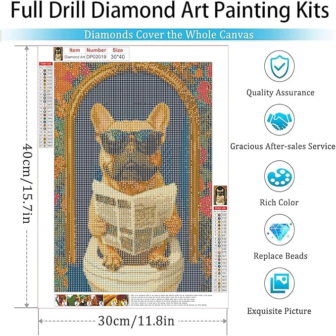 ARPADAMO Diamond Art Kits for Adults,5D Dog Diamond Painting DIY Animal Diamond Art Diamond Painting Kits for Adult,Round Full Drill Diamonds, Diamond Art Kits for Home Decor-12x16inch