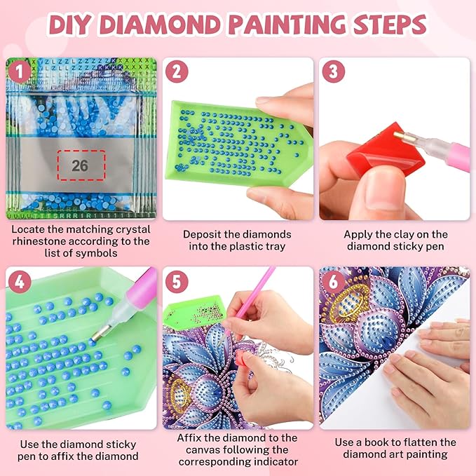 Lotus Diamond Art Hanging Kits for Adults, Diamond Art Suncatchers Flowers, 5D Special Shape Diamond Painting Pendant Window Ornament Gifts for Home Wall Garden Door Decor