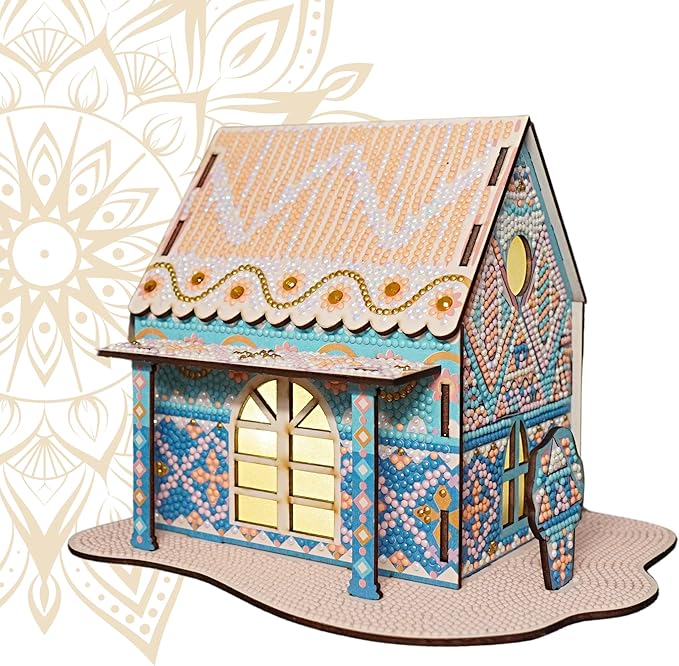 Party Ready 3D Diamond Painting Kit - Mandala Cabin Tapestry DIY Craft Set, Premium Full Drill Diamond Art Kit for Home Decor