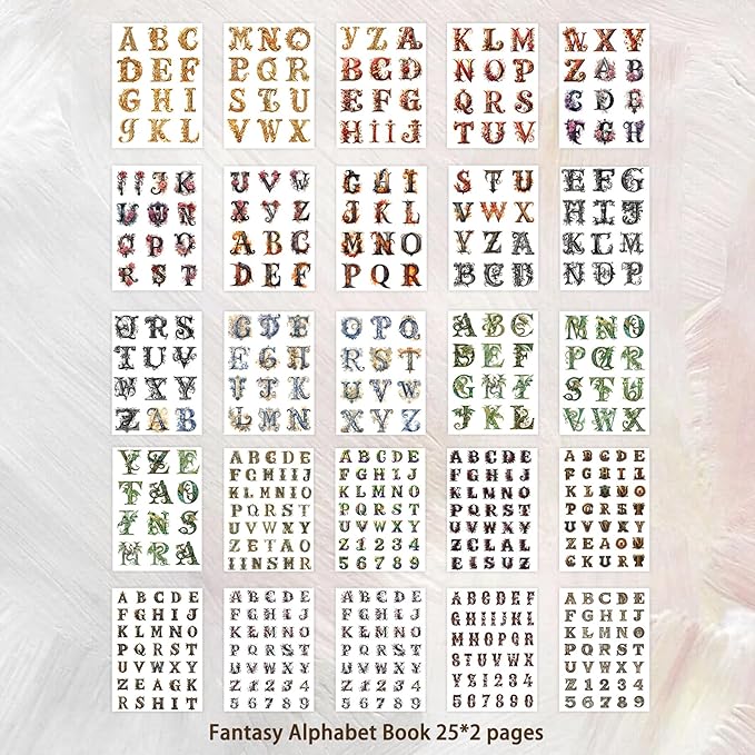 50 Sheets Alphabet & Number Letter Stickers for Scrapbooking, Journaling & DIY Crafts, Vinyl Adhesive Sticker Letters for Scrapbook Supplies, Journals, Planners & Decorative Projects