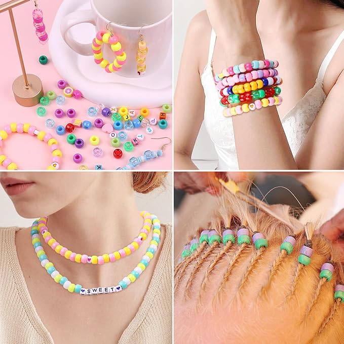 3000 Pcs Pony Beads for Bracelet Making Kit, 48 Colors 3 Boxes Rainbow Kandi Beads with Heart and Alphabet Letters, Friendship Bracelet Kit for Name Jewelry Making DIY Crafts Gift for Adults