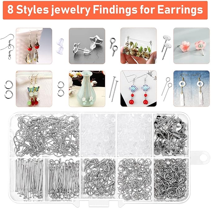 Resin Molds for Jewelry, Paxcoo 678pcs Earring Making Kit with 28pcs Epoxy Molds and 650pcs Earring Hooks, Jump Rings for Pendants, Resin Crafts, DIY Earring