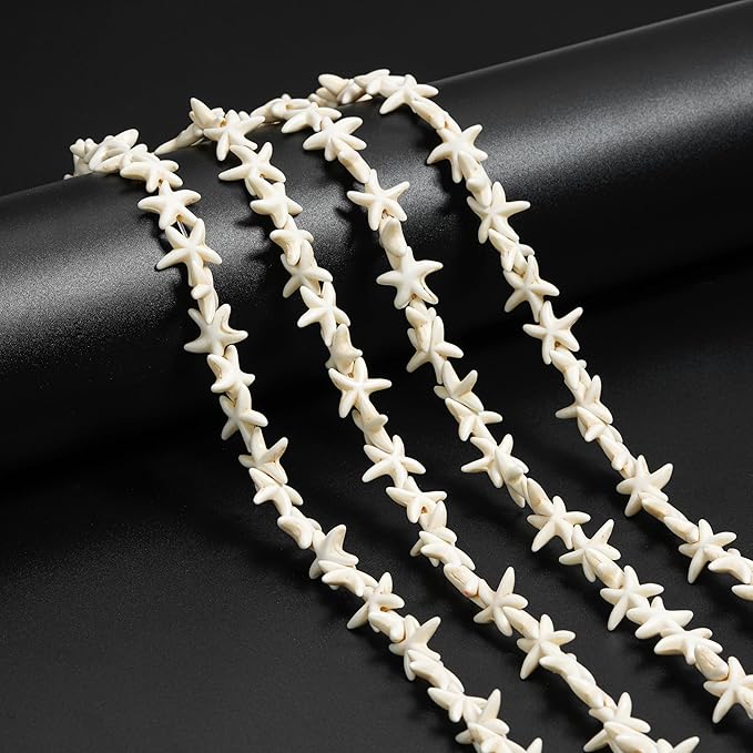 70pcs Cute Starfish Beads and Charms Set Turquoise Spacer Beads, for Charm DIY Jewelry Making Kit (White（Starfish）)