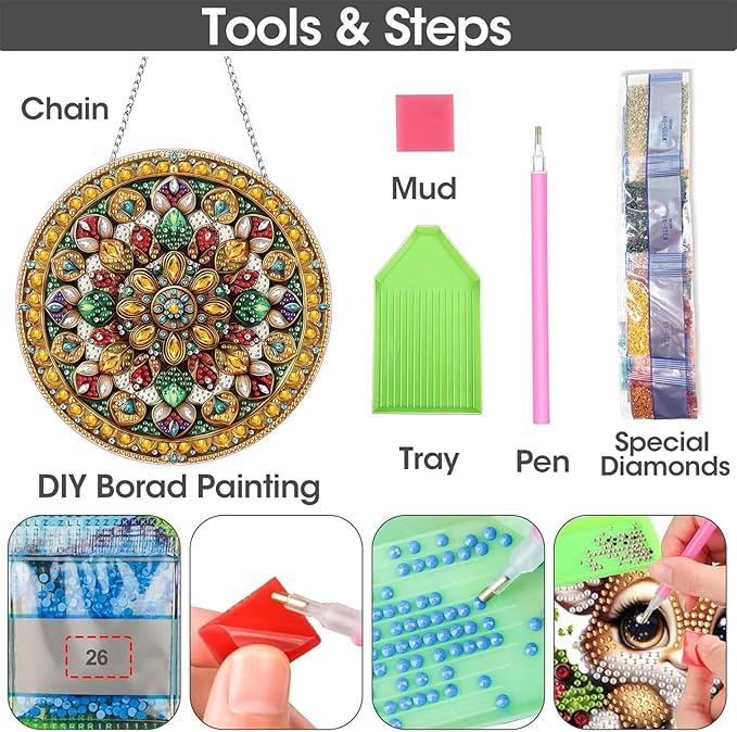 SKRYUIE Flower Hanging Diamond Art Kits for Adults Pendant Suncatcher, Special Shaped Crystal DIY Pearl Diamond Painting Kit, Gift for Mother Spring Summer Window Wreath Decor 7.48 x 7.32 Inch A41