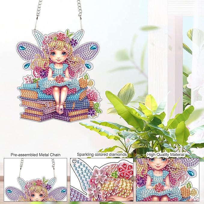AiYuanzsh Diamond Art Pendant, DIY Special Shaped Crystal Painting Kit for Home Decor and Gift, Angels Theme, Butterfly Elf Color, One Size, for Adults