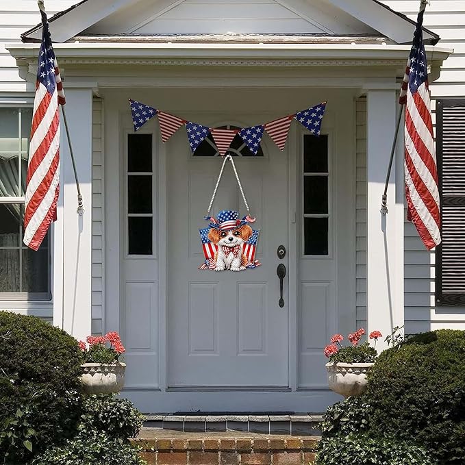 DOMROM 4TH of July Diamond Art Hanging Kit for Adult, Dog Diamond Art Hanging Kit, Patriotic DIY Diamond Art, Independence Day Diamond Hanging Pendant, Window Pendants Home Wall Hanging Ornament