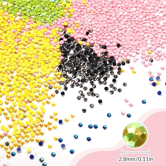 60000 Pcs 60 Color Rhinestones Diamond Painting Beads Flat Bottom Round Resin Beads Art Replacement Diamonds for DIY Craft Diamond Painting Accessories(Novel Color)