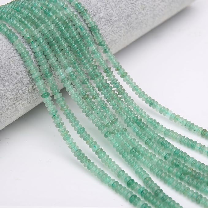 2 Strands (300PCs) Natural Green Aventurine Rondelle Beads, 2 * 4mm Gemstone Loose Spacer Abacus Disk Beads for DIY Bracelet Necklace Earrings Jewelry Making, Craft Supplies Beading Kit