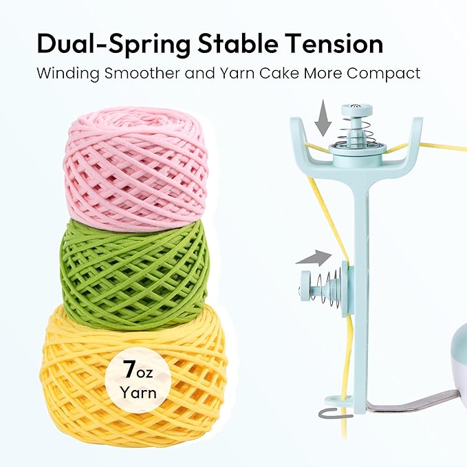 Electric Yarn Winder M1 for Crocheting, Compact Yarn Cake with Strong Tension, Stepless Speed, Automatic Wool Spinner, Ideal Helper for Knitting Lovers (Mint Green)