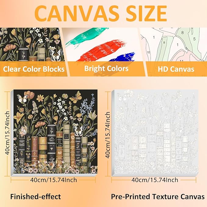 Framed Paint by Numbers Kit for Adults with Wooden Easel, Book Paint by Numbers Kit for Adults, DIY Acrylic Oil Painting Kits with Brushes Gift Box for Home Wall Decor(16x16inch)