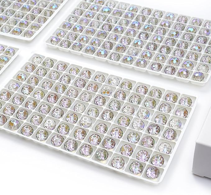 336 pcs 8mm Wholesale Crystal Briollete Rondelle Beads AB Glass Crystal Beads for DIY Jewelry Making 68 Faceted Assorted 8 Color Choices with Box(Phantom Purple)
