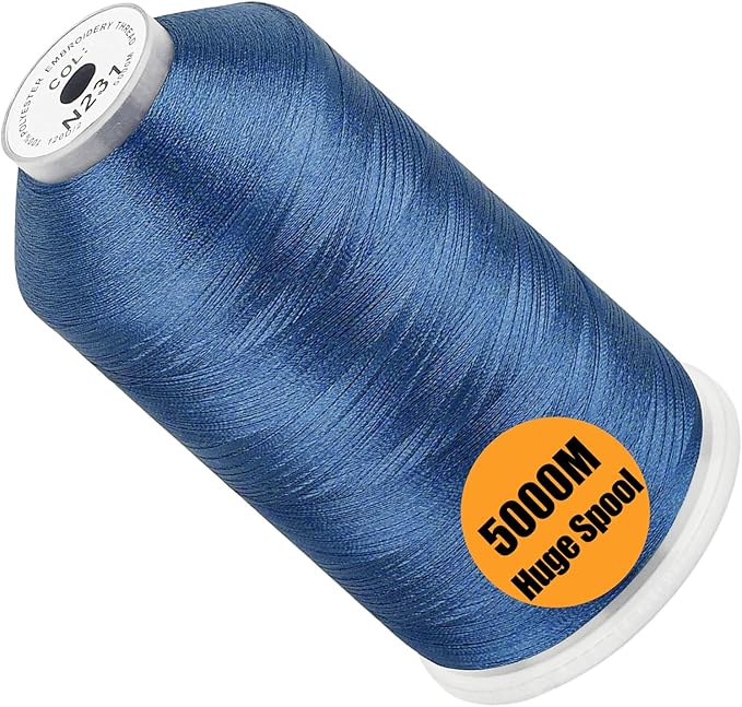 New brothread - Single Huge Spool 5000M Each Polyester Embroidery Machine Thread 40WT for Commercial and Domestic Machines - Slate Blue(Janome Color)